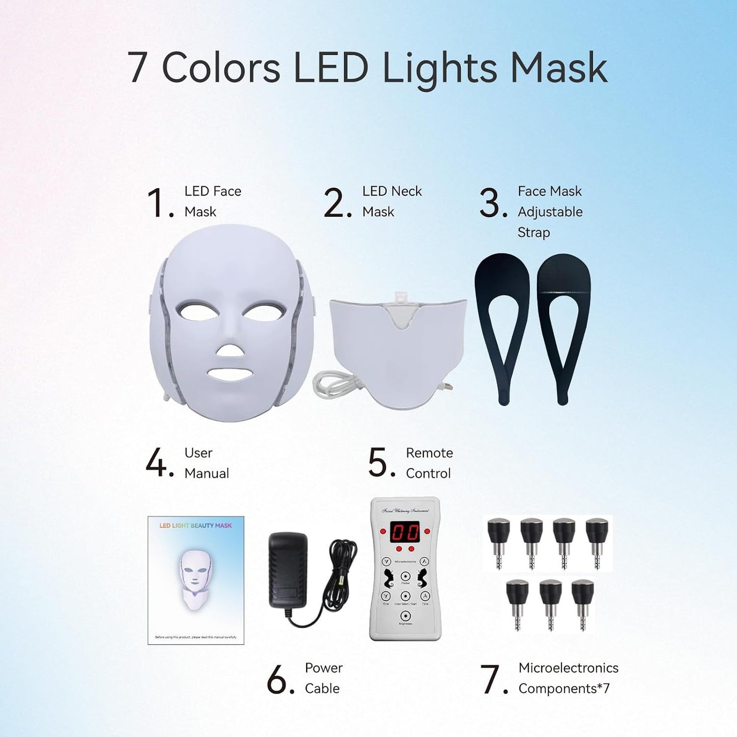 Seven-Colors Light,  LED Facial Mask Device for Home Use, Multi-Color Light Mask for Daily Enjoyment